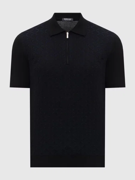 Поло із шовком у візерунок Bertolo Cashmere чорне