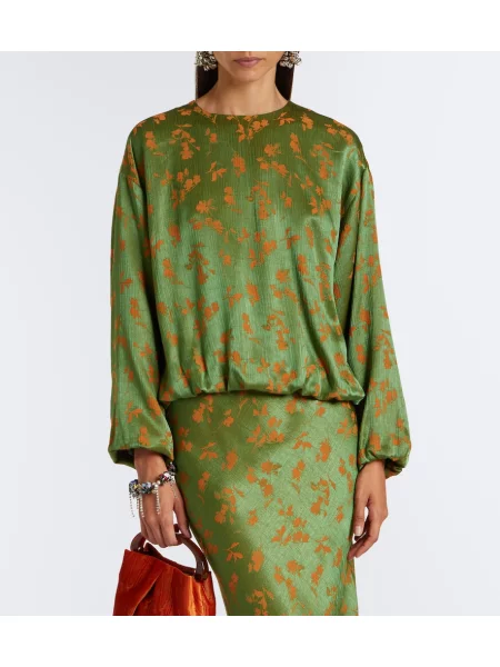 Bluză Dries Van Noten cu model floral verde