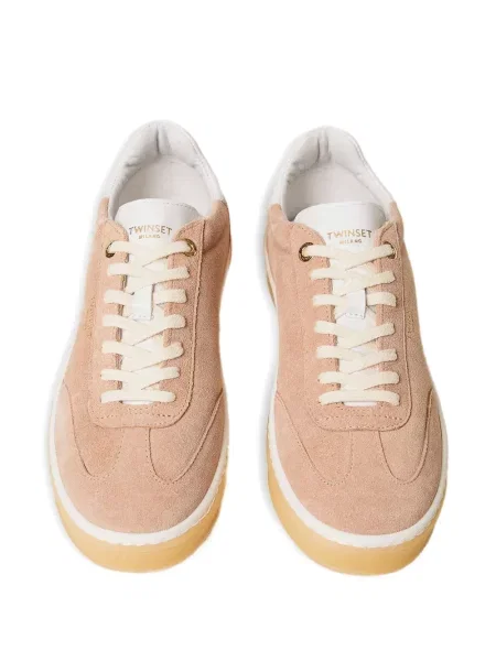 Sneakerși Twinset din piele de căprioară roz