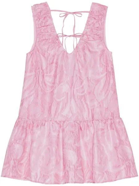 Rochie fără mâneci Ganni fără mâneci de costum roz