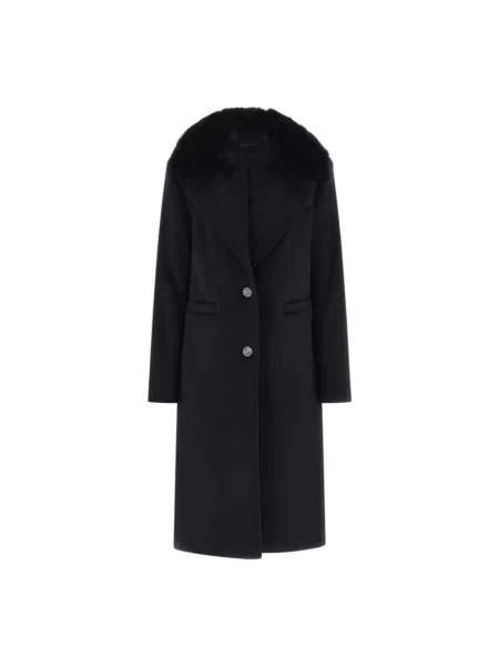 Guess Płaszcze Kobieta S Płaszcz z futrzanym kołnierzem dla kobiet czarny