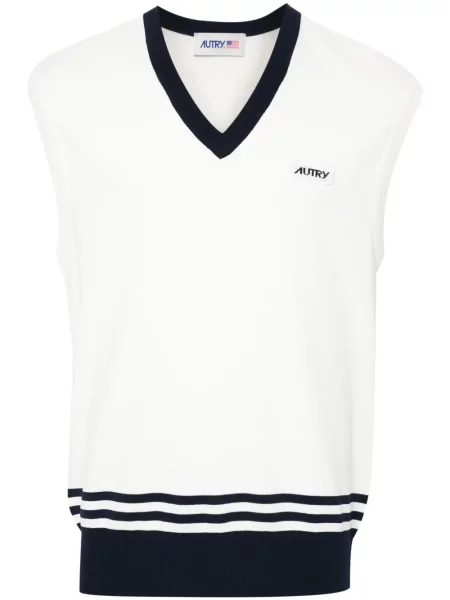 Vestă Autry cu broderie tricotate alb