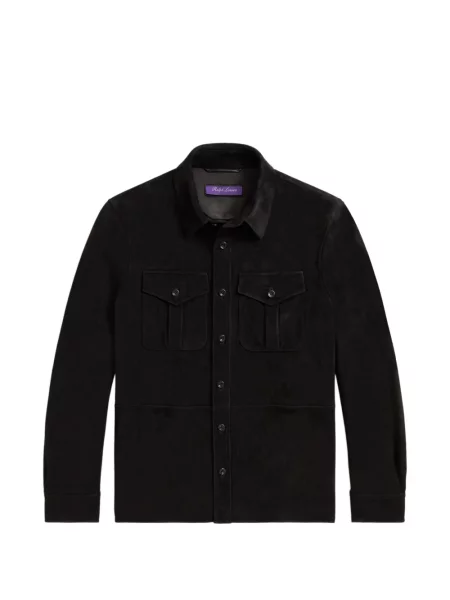Geacă Ralph Lauren Purple Label din piele de căprioară negru