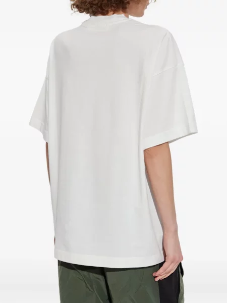 Tricou Palm Angels cu broderie cu decolteu rotund alb