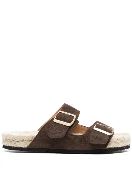 Espadrile Manebi fără toc cu cataramă maro