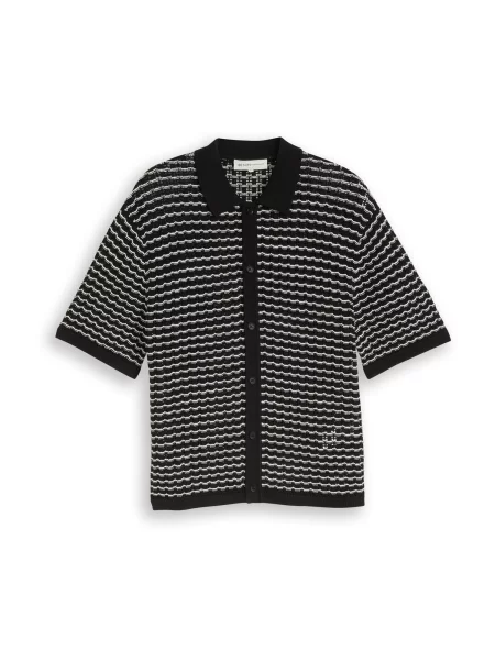 TOM TAILOR DENIM Geacă tricotată negru alb