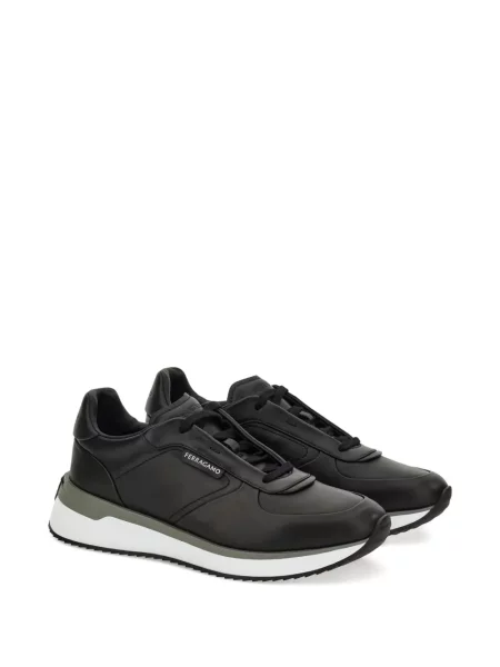 Sneakerși Ferragamo cu șireturi din piele negru
