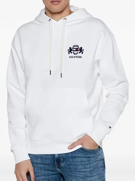 Hanorac cu glugă Tommy Hilfiger cu glugă alb