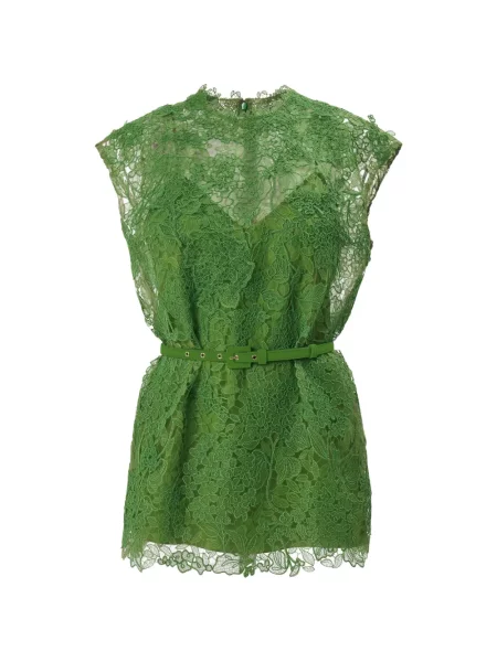 Cu centură top Carolina Herrera din dantelă verde