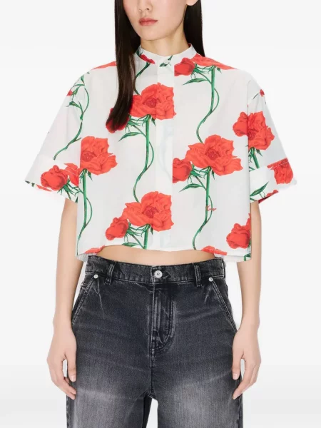 Cămașă Kenzo cu model floral cu imagine alb