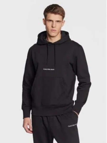 Mikina s kapucňou Calvin Klein Jeans s kapucňou čierna