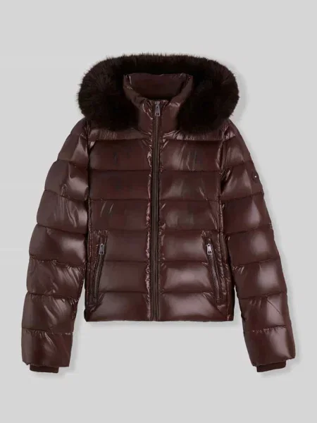 Kurtka w stylu puffer o kroju regular fit z odpinanym kapturem z futrem Tommy Hilfiger