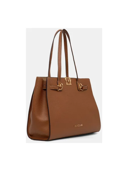 Shopperka Love Moschino z logo brązowa