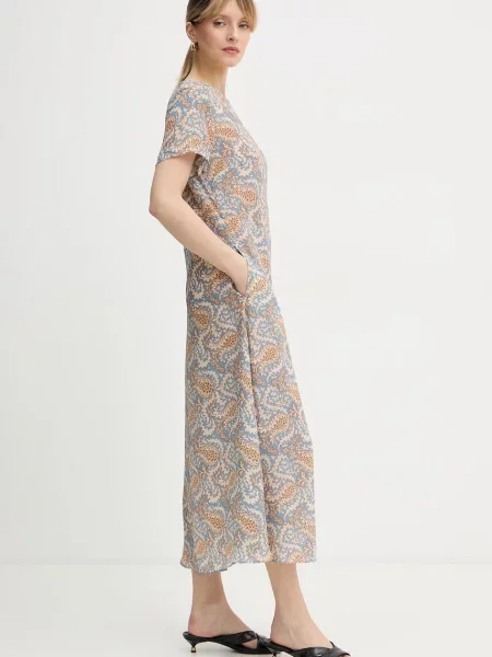 Weekend Max Mara rochie de mătase CRESPO albastru