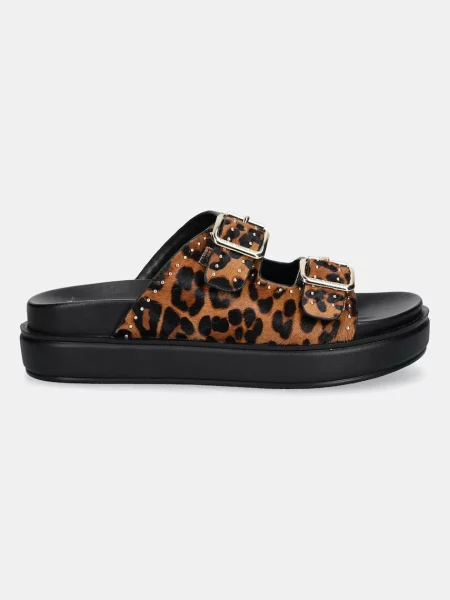 Шкіряні шльопанці Steve Madden Freelance-L на платформі коричневий