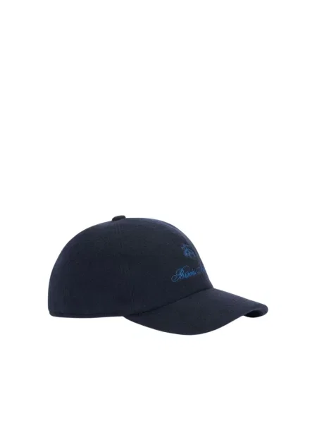 Czapka z daszkiem Brooks Brothers z kaszmiru z logo niebieska