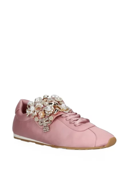 Sneakerși Jeffrey Campbell cu perle din satin roz
