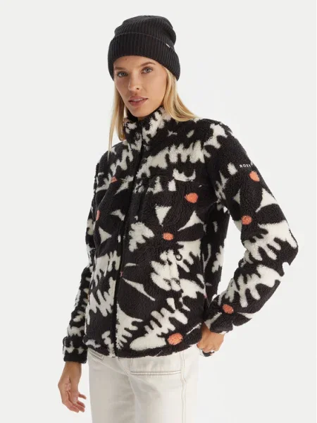 Női pulóver ROXY Alabama true black/big flower Alabama Full Zip Printed fekete