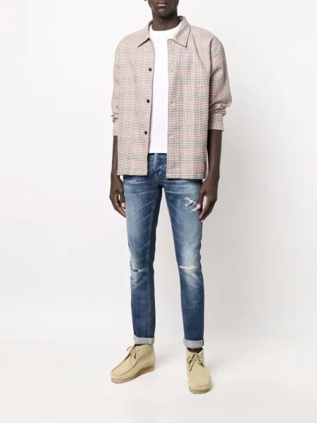 Liesas skinny fit džinsai Dondup su nubrozdinimais mėlyna