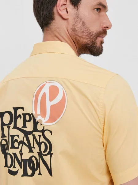 Риза Pepe Jeans мъжка със стандартна кройка жълто