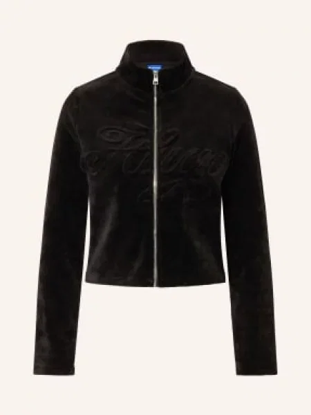 Hugo Blue Bluza Dessie Z Aksamitu schwarz czarna