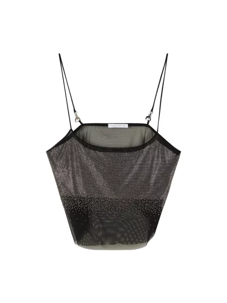 Top Patrizia Pepe tiulowy z ćwiekami czarny