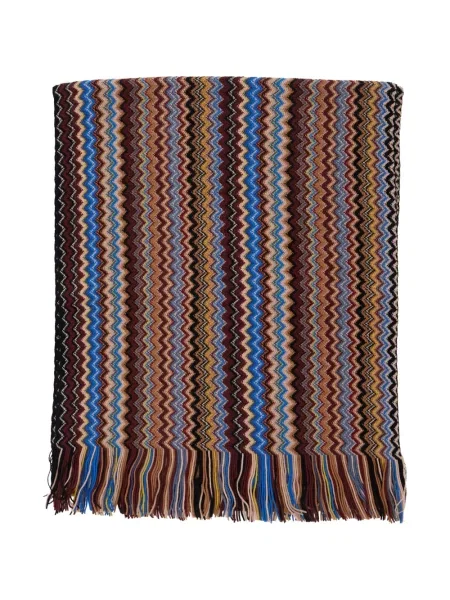 Fular Missoni cu franjuri tricotate maro