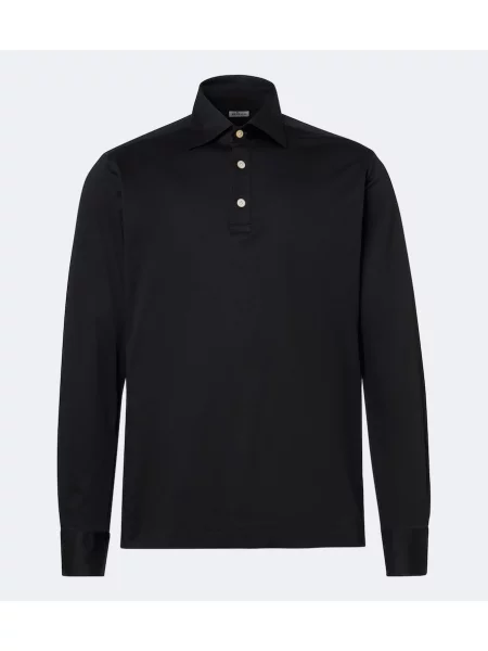 Tricou polo Kiton din poplin negru