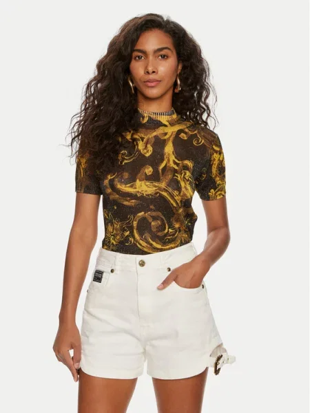 Koszulka Versace Jeans Couture z nadrukiem czarna