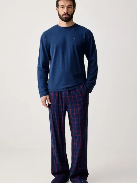Tommy Hilfiger piżama z bawełną niebieska