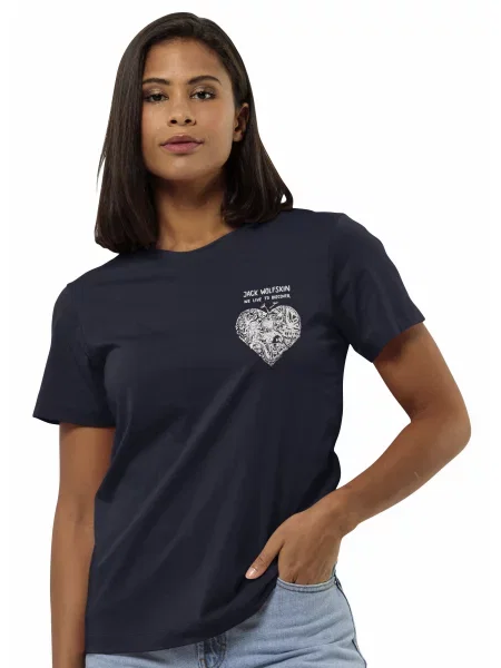 Jack Wolfskin Discover heart t w Футболка Темно-синій синя