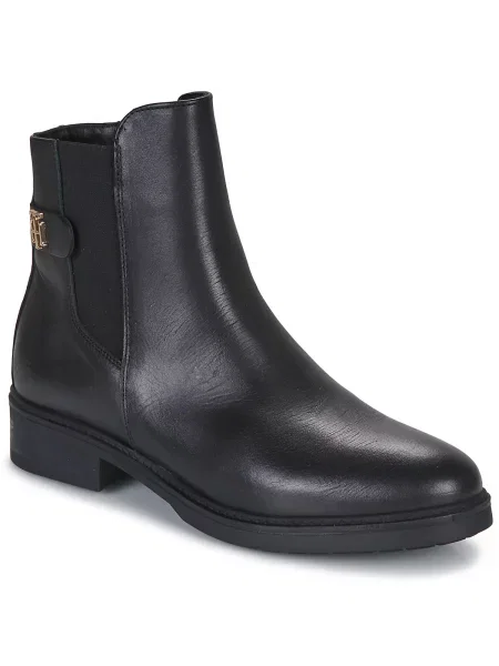 Botine Tommy Hilfiger din piele fără toc negru