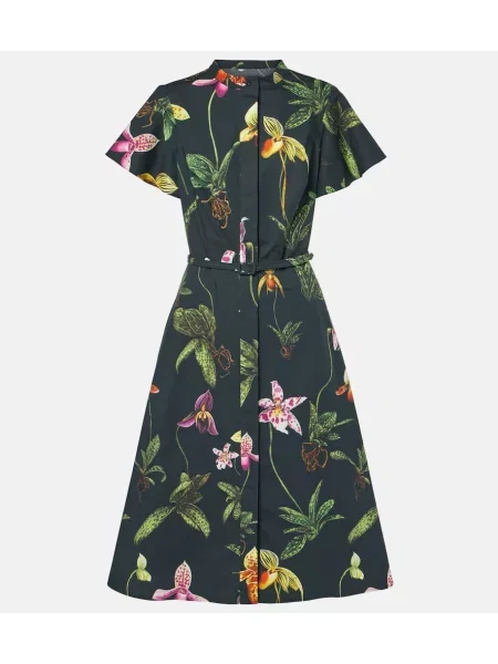 Midi obleka Oscar De La Renta s cvetličnim vzorcem modra