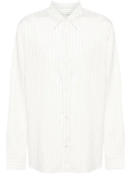 Cămașă Studio Nicholson de mătase alb