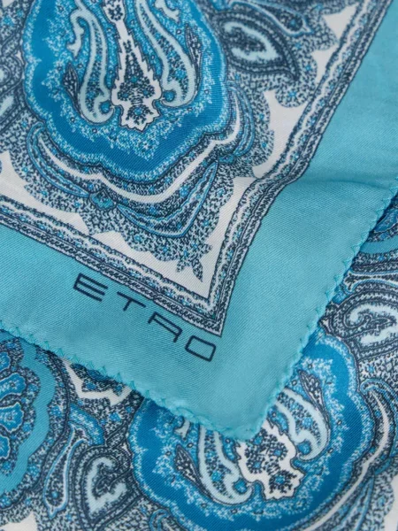 Fular Etro de mătase cu model paisley albastru