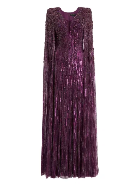 Rochie maxi Jenny Packham cu mărgele de costum violet