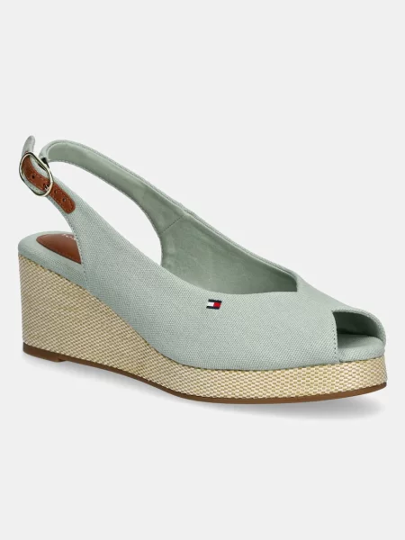 Сандали Tommy Hilfiger FLAG MID WEDGE ESPAD SLINGBACK зелено