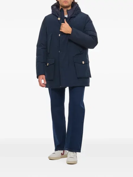 Palton Woolrich cu glugă albastru