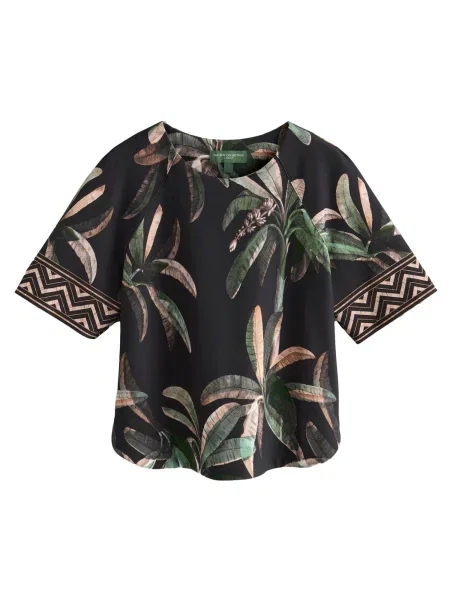 Next Bluză verde pin / portocaliu piersică negru