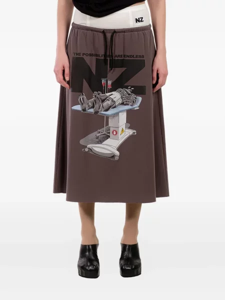 Fustă Natasha Zinko cu imagine maro