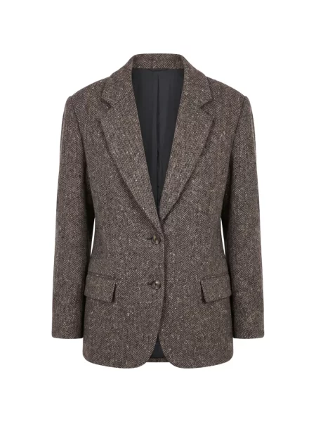 Sacou Brunello Cucinelli cu model herringbone maro