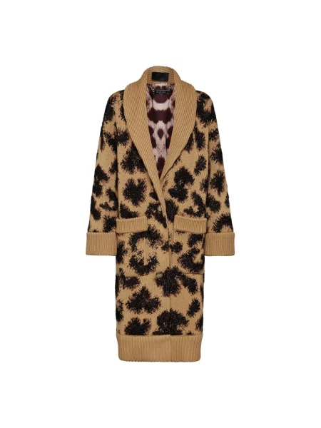 Kardigan Philipp Plein wełniany w panterkę brązowy