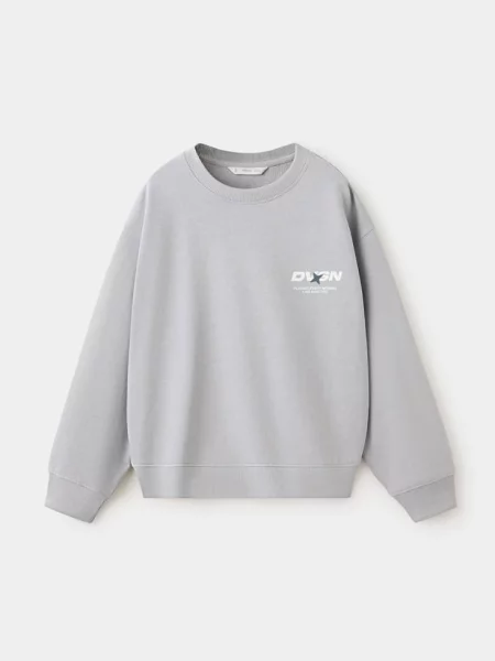 Bluza relaxed fit z napisem Dzieci lata MANGO KIDS szary