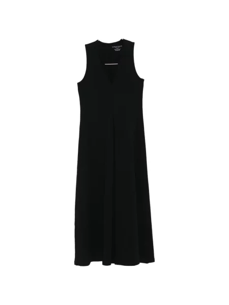 Rochie midi Majestic Filatures cu decolteu în V până la genunchi de costum negru