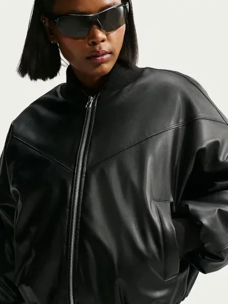 Nike Kurtka Pleather Bomber O Wyglądzie Skóry schwarz czarna