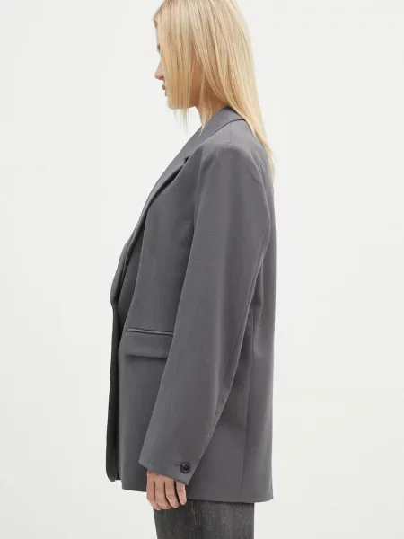 Піджак Samsoe Samsoe однобортний однотонна сірий