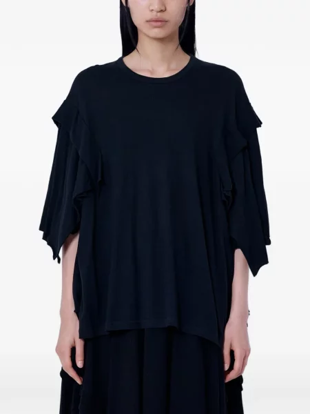 Tricou Yohji Yamamoto cu decolteu rotund negru
