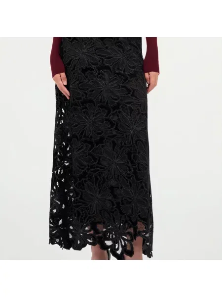 Długa spódnica maxi Roberto Cavalli koronkowa czarna