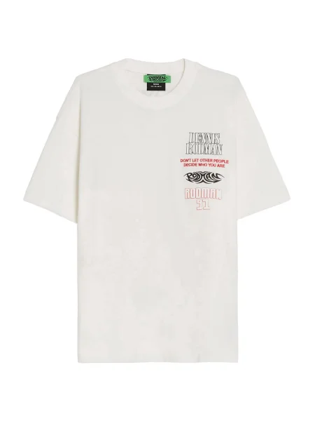 Bershka Majica ognjeno rdeča / črna bela