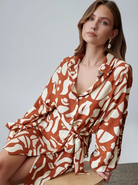 St MRLO Dolga srajca Bligh ecru rjava